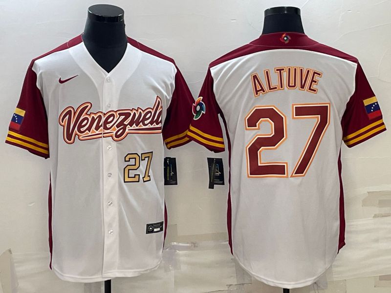 Men 2023 World Cub Venezuela #27 Altuve White Nike MLB Jersey5->more jerseys->NBA Jersey